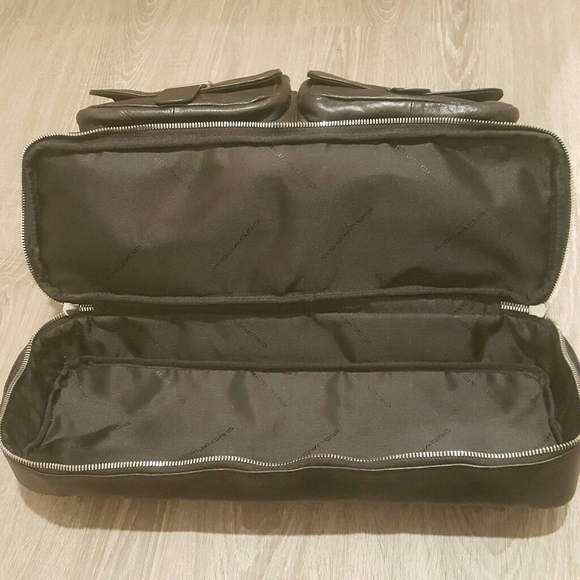 Piquadro Black Leather Duffle Bag Weekender - Picture 3 of 16